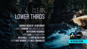 【达芬奇模板】12个现代简洁文字标题字幕条动画 Clean Lower Thirds for DaVinci Resolve