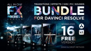 【达芬奇模板】1000种无缝转场视觉特效VHS光效叠加预设包 FX Presets Bundle for DaVinci Resolve