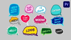 【PR预设】12组综艺卡通有趣气泡花字标题动画 Speech Bubbles