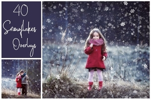【图片素材】40张高清梦幻雪花下雪效果PNG图片素材 40 Dreamy Snowflakes PNG Overlays