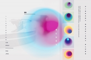 【矢量素材】30张抽象斑点彩色模糊渐变平面设计矢量素材 Vibrant gradient blurs