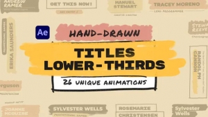 【AE模板】26个手绘画笔文字标题字幕条动画 Hand Drawn Brush Titles Lower Thirds
