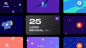 【AE模板】25个简洁彩色图形LOGO标志片头动画第一季 25 Logo Reveal Bundle V1
