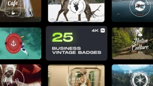 【AE模板】25个复古怀旧徽章标志文字标题动画 Business Vintage Badges