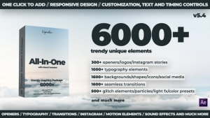 【AE/PR脚本】6000种社交媒体文字标题排版设计转场LOGO图标MG图形动画 Trendy Graphics V5.4