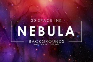 【图片素材】20张太空星云水墨纹理背景图片素材 Nebula Ink Backgrounds