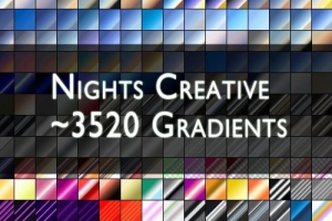 【PS渐变】3520个PS渐变样式预设包 Nights Creative – 3520+ Gradients for Photoshop