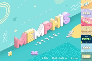 【PSD模板】24套电商海报POP文字标题孟菲斯风格PS样式PSD模板 POP Art Bundle