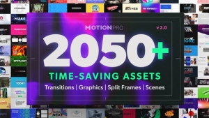 【PR模板】2050个社交媒体字幕条标题图形排版设计分屏LOGO背景信息图表特效预设 Motion Pro | All-In-One Premiere Kit V2