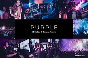【调色预设】20个城市夜景音乐会赛博朋克紫色Lightroom预设LUT视频调色预设 20 Purple Lightroom Presets & LUTs
