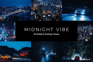【调色预设】20个午夜暗光深邃蓝调孤独感Lightroom预设LUT视频调色预设 20 Midnight Vibe LR Presets