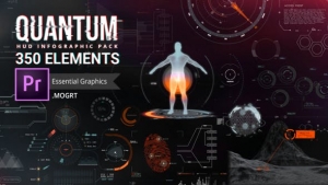 【PR脚本】375种科技感HUD信息化动态图形UI元素包 Quantum HUD and HiTech Elements for Premiere Pro