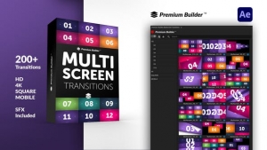 【AE脚本】200组视频动态分屏过渡转场预设 Multiscreen Transitions
