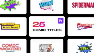 【PR脚本】25种综艺动漫卡通可爱有趣贴纸气泡花字标题动画 Comic Titles for Premiere Pro