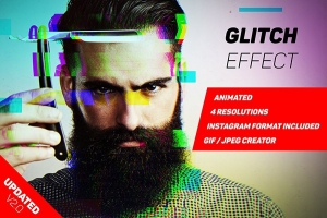 【PSD模板】故障风画面干扰抖动毛刺色散GIF动画特效PSD模板 Glitch effect with GIF animation