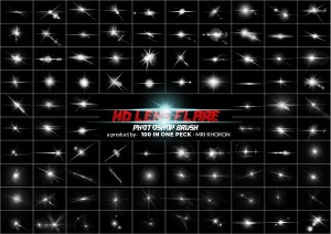 【PS笔刷】106个高分辨率镜头光晕衍射光束星光灯光PS笔刷 Photoshop Brush Lens Flares Bundle