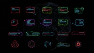 【FCPX插件】20个未来科技HUD界面信息元素动画 HUD Interface