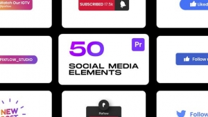 【PR脚本】92个社交媒体视频网站点赞订阅关注图形元素动画 Social Elements for Premiere Pro