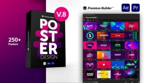 【AE/PR脚本】256个时尚彩色图形文字标题排版广告海报设计宣传动画 Posters Pack v8