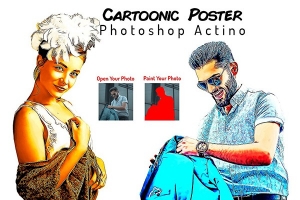 【PS动作】照片生成卡通艺术画海报效果PS特效动作 Cartoonic Poster Action