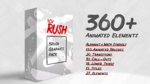 【AE模板】360种笔刷画笔涂鸦字幕条标题动画 Rush – Brush Graphics Pack