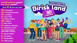【AE脚本/模板】600种MG三维卡通有趣人物场景图形介绍展示动画包 Briskland – Professional 3D Explainer Toolkit