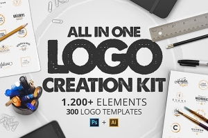 【矢量素材】1200+矢量LOGO徽标企业店面标志设计素材多合一工具包 All in One Logo Creation Kit