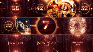 【AE模板】缤纷绚丽粒子礼花2022新年快乐60秒倒计时片头动画 New Year Countdown 2022