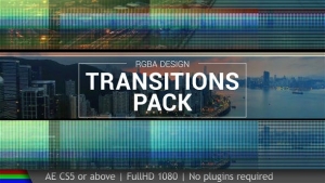 【AE模板】70个故障干扰毛刺像素损坏切割信号失真转场 Transitions