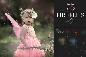 【PNG素材】75张梦幻童话夜空萤火虫创意图片合成素材 75 Fireflies Overlays, Photoshop Overlay, Fairy Overlay