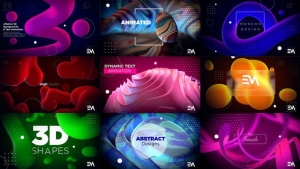 【AE模板】设计感超棒三维图形背景文字标题排版动画 3D Animated Backgrounds