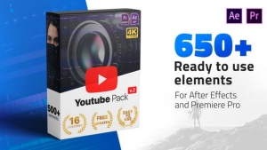 【AE/PR模板】650个视频博主网络媒体社交元素包装特效动画 Youtube Pack v2