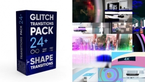 【FCPX插件】24个故障干扰毛刺马赛克像素损坏转场效果 Glitch Transitions Pack 4K