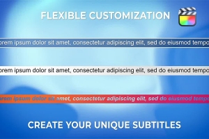 【FCPX插件】17组自适应底栏边框字幕标题效果工具 Subtitles Tool