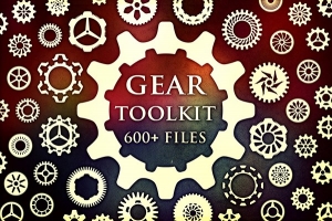 【PS笔刷】70个高分辨率工业齿轮图案PS笔刷图片设计素材 Gear Toolkit