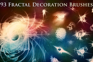 【PS笔刷】93种魔幻抽象超现实装饰图案PS分形画笔PNG图片设计素材 93 Fractal Decoration Brushes