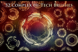 【PS笔刷】52个复杂组合未来科幻高科技圆环圆圈PS笔刷图片设计素材 52 Complex Futuristic Circle Brushes