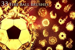 【PS笔刷】33个魔法火球太阳燃烧星球爆炸PS笔刷图片设计素材 33 Fireball Brushes