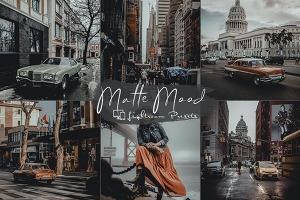 【LR预设】2款城市旅拍黑暗哑光暗色调后期调色LR预设 Matte Mood Lightroom Presets