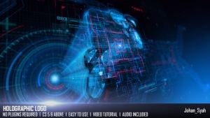 【AE模板】数字科技感全息HUD界面LOGO标志展示片头动画 Holographic Logo