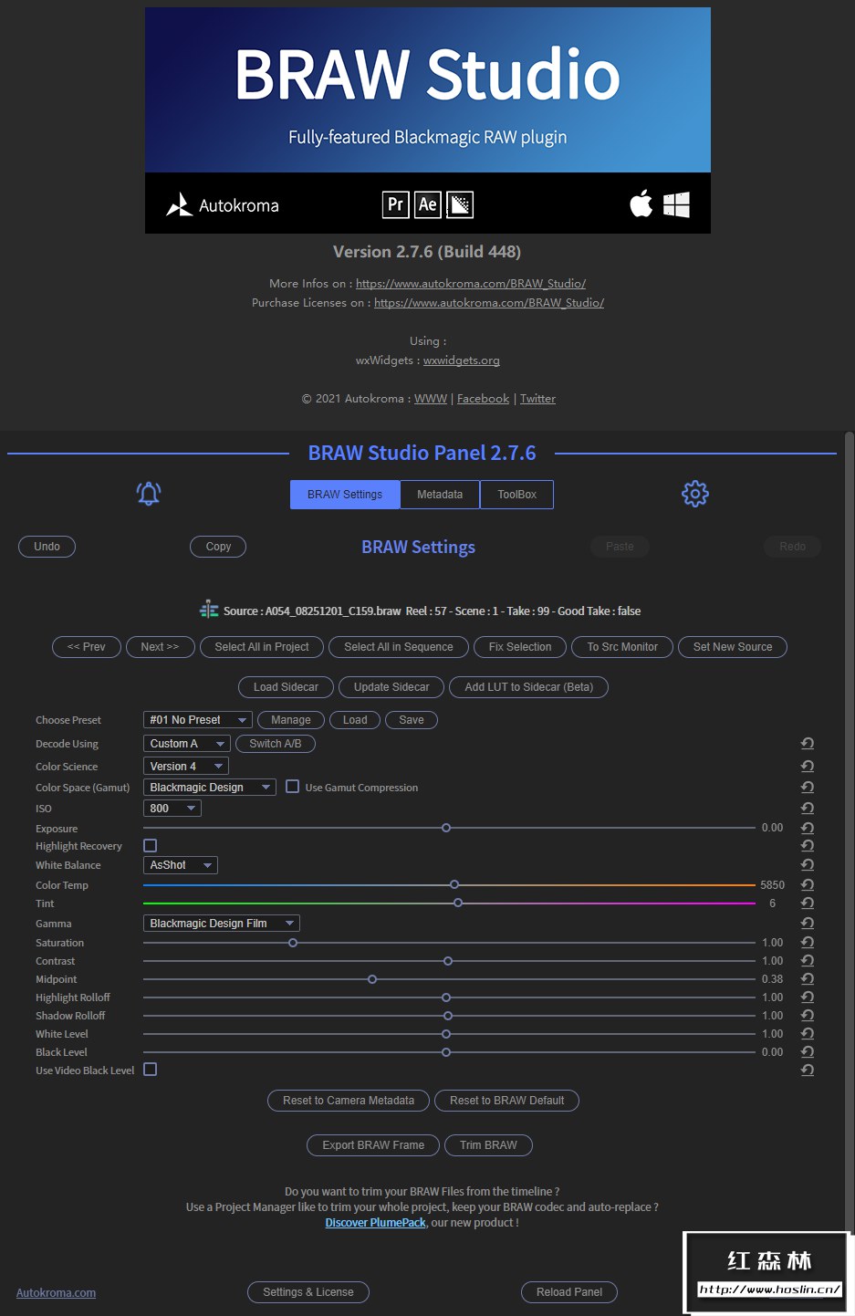 【AE/PR/AME插件】将Blackmagic RAW格式视频素材直接导入编辑 BRAW Studio v2.7.6 Win版插图(1) 【AE/PR/AME插件】将Blackmagic RAW格式视频素材直接导入编辑 BRAW Studio v2.7.6 Win版插图(1)