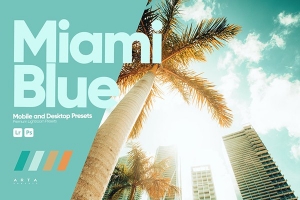 【LR预设】4款 ARTA Presets 迈阿密城市风光蓝绿调摄影调色LR预设 ARTA Presets – Miami Blue Presets for Lightroom