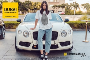 【PS样机】25款迪拜女生T恤设计PS样机套装 Dubai T-Shirt Mock-Up Set