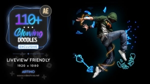 【AE脚本】110种手绘卡通涂鸦发光线条图形动画 Glowing Doodles Pack