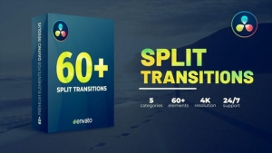 【达芬奇模板】60种画面分割拆分转场过渡预设 Split Transitions