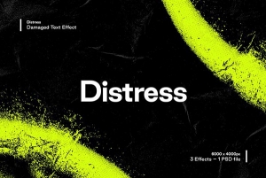 【PSD模板】半色调文本失真磨损毛边颗粒纹理PSD特效模板 Studio 2am – Distress：Damaged Text Effect