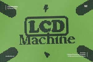 【PSD模板】老式复古LCD液晶显示器游戏图像像素化单色显示PS特效模板 Studio 2am – LCD Machine：Retro Display Effect