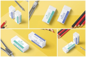 【PS样机】4个橡皮擦办公文具展示PS样机 Eraser Mockups