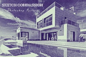 【PS动作】照片素描彩铅美术画效果PS动作 Sketch Compassion Photoshop Action