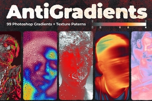 【PS渐变】99款反相彩色渐变印象派艺术效果Photoshop抽象纹理渐变 99 AntiGradients